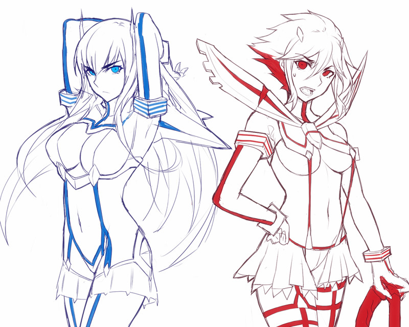 matoi ryuuko, senketsu, kiryuuin satsuki, and junketsu (kill la kill) drawn by asa_(teng_zi)