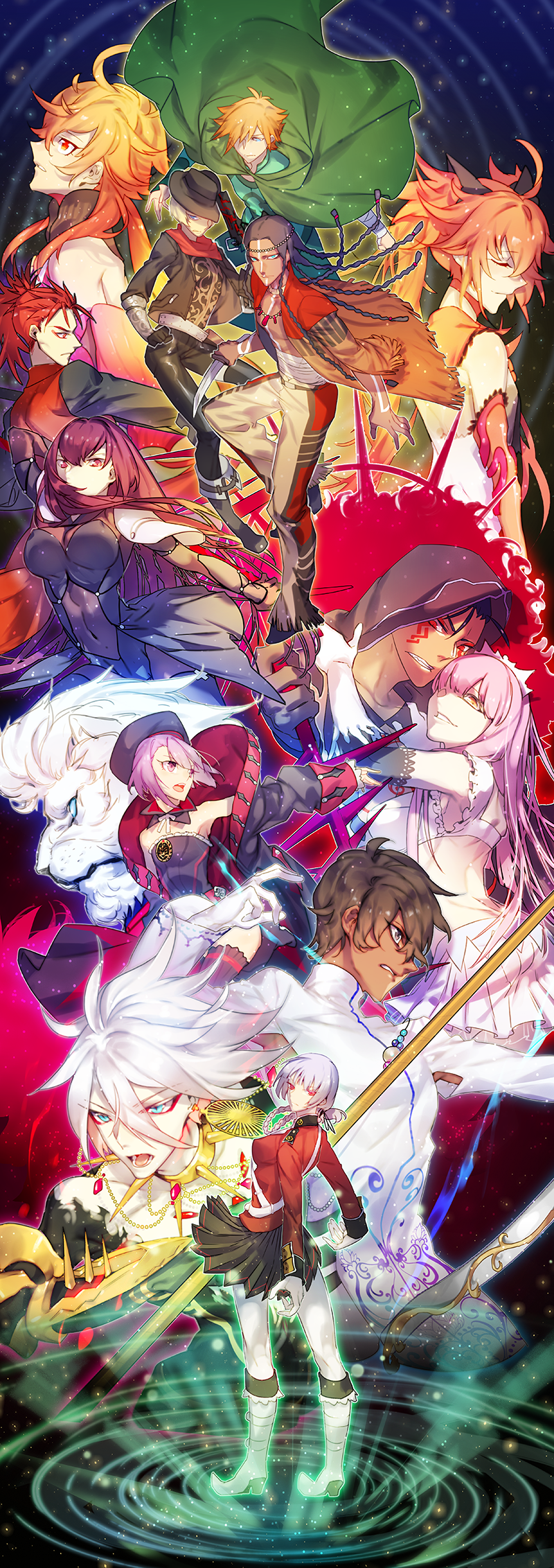 scathach, cu chulainn, florence nightingale, helena blavatsky, karna, and 10 more (fate and 2 more) drawn by krab_(fumekrab)