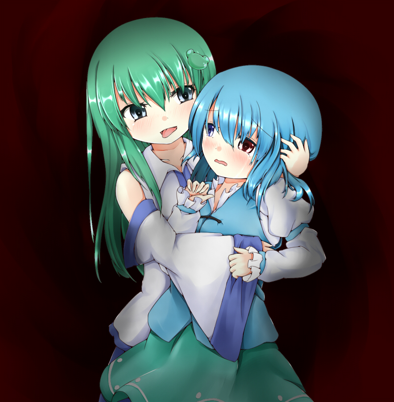 kochiya sanae and tatara kogasa (touhou) drawn by scarlet_0915