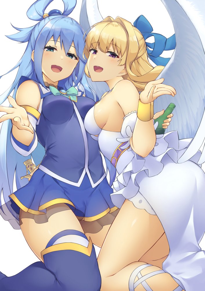 aqua and ristarte (kono subarashii sekai ni shukufuku wo! and 1 more) drawn by pinta_(ayashii_bochi)
