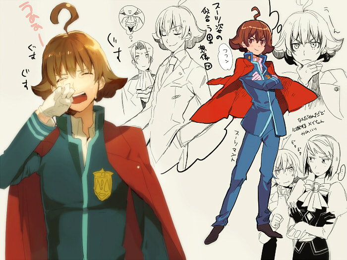 miles edgeworth, franziska von karma, and eustace winner (ace attorney and 2 more) drawn by aoki_(fumomo)