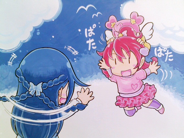 hishikawa rikka, aida mana, and ai-chan (precure and 1 more) drawn by hijikata_etsuo