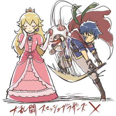 princess peach, ike, toad, and red toad (fire emblem and 3 more)