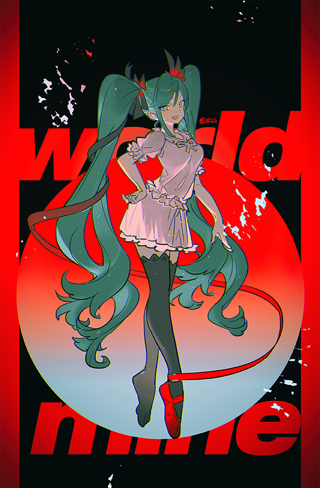hatsune miku (vocaloid and 2 more) drawn by haun