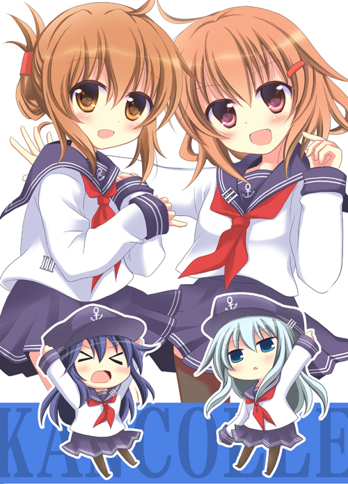 hibiki, inazuma, ikazuchi, and akatsuki (kantai collection) drawn by kashiwadokoro