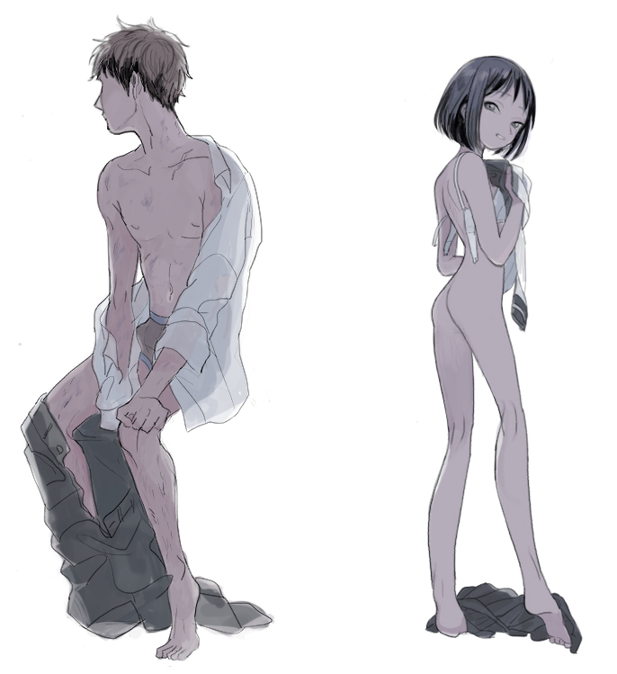 karasawa toshiyuki and habara (danshi koukousei no nichijou) drawn by dobu_(moor)