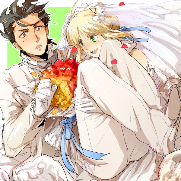 artoria pendragon, saber, and diarmuid ua duibhne (fate and 1 more) drawn by pinki_(shounenkakuseiya)