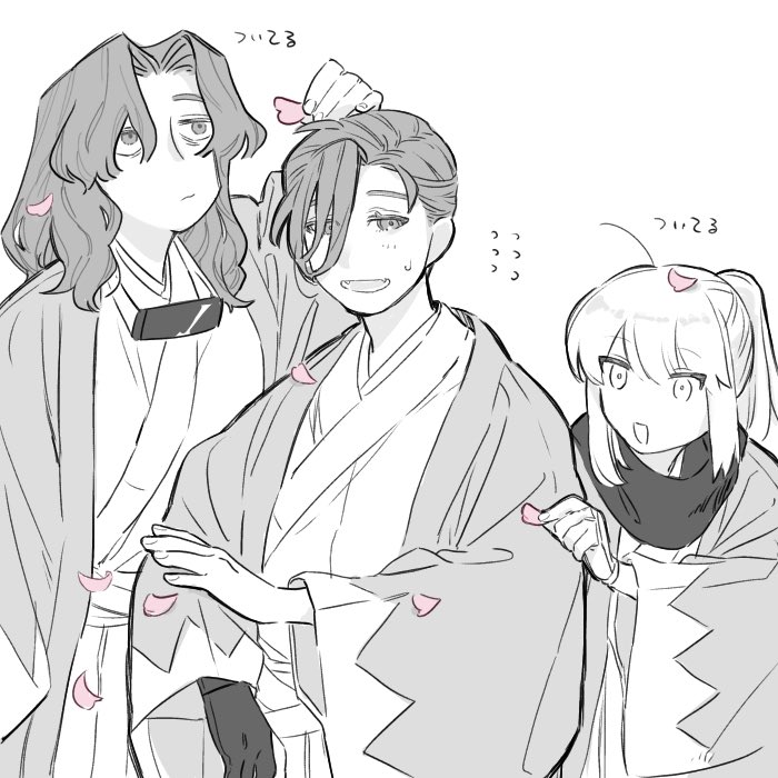 okita souji, saitou hajime, and yamanami keisuke (fate and 1 more) drawn by huzishiro
