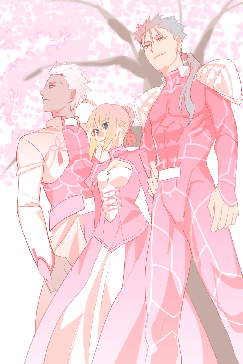 artoria pendragon, saber, cu chulainn, and archer (fate and 1 more) drawn by rui_(o-rui)