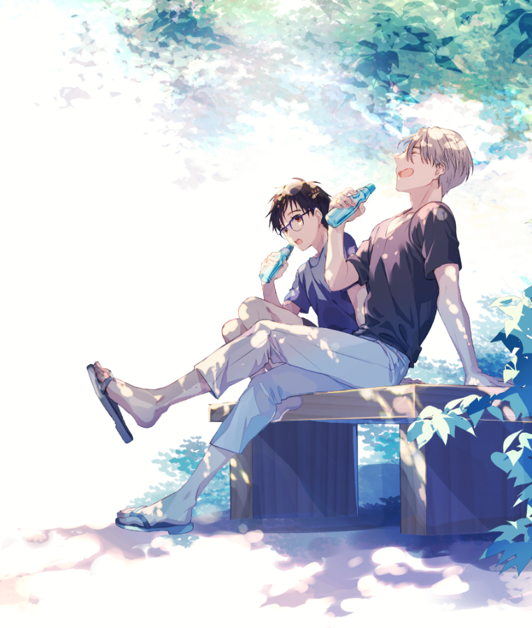 katsuki yuuri and viktor nikiforov (yuri!!! on ice) drawn by kuroemon