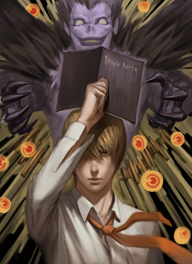 yagami light and ryuk (death note) drawn by xiongmaotao