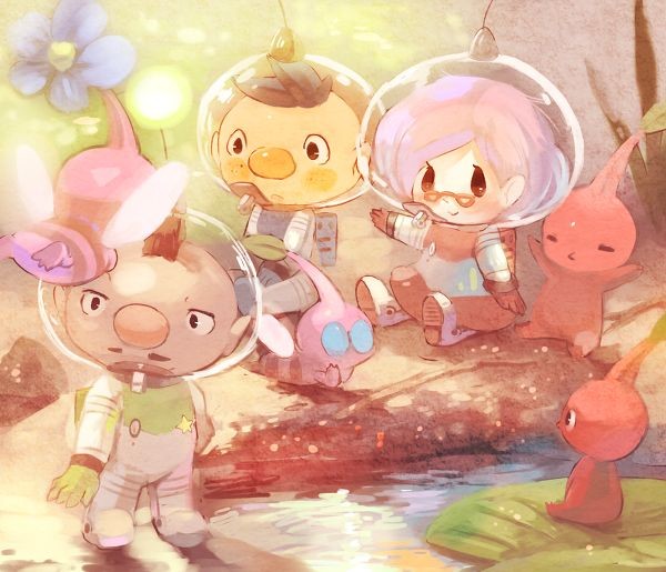 red pikmin, winged pikmin, alph, brittany, and charlie (pikmin) drawn by b_spa_gyoreva