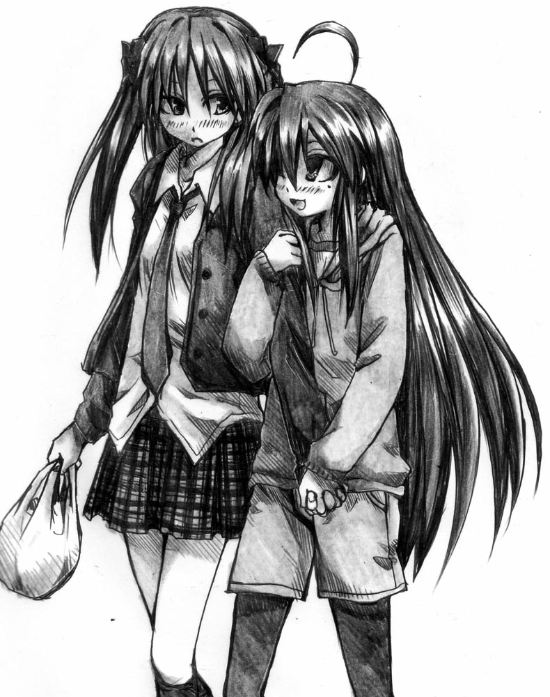 hiiragi kagami and izumi konata (lucky star) drawn by shimahiro