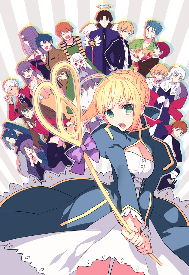 artoria pendragon, saber, tohsaka rin, illyasviel von einzbern, gilgamesh, and 14 more (fate and 2 more) drawn by gum_(gmng)