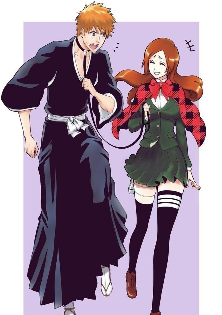inoue orihime and kurosaki ichigo (bleach and 1 more) drawn by rozuberry