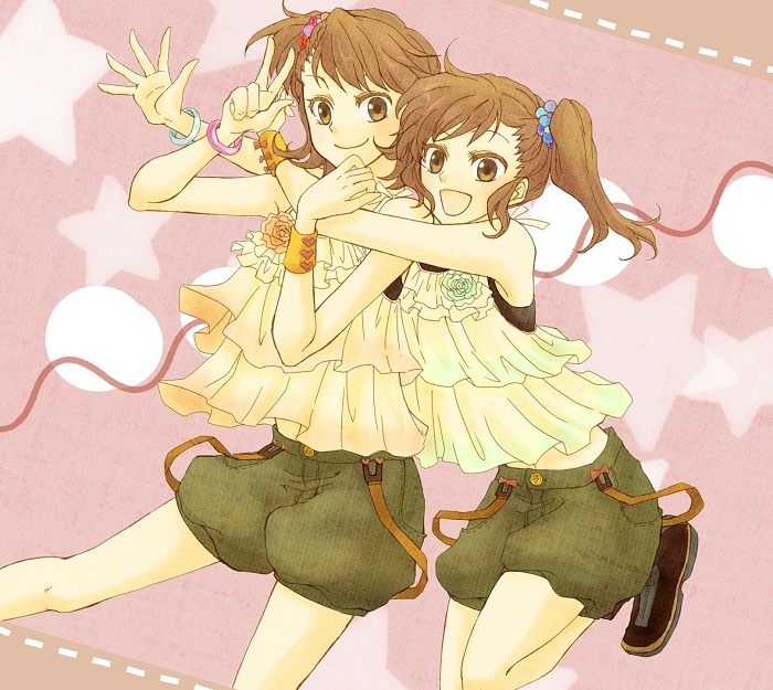 futami mami and futami ami (idolmaster) drawn by maru_(memoriatechnica)