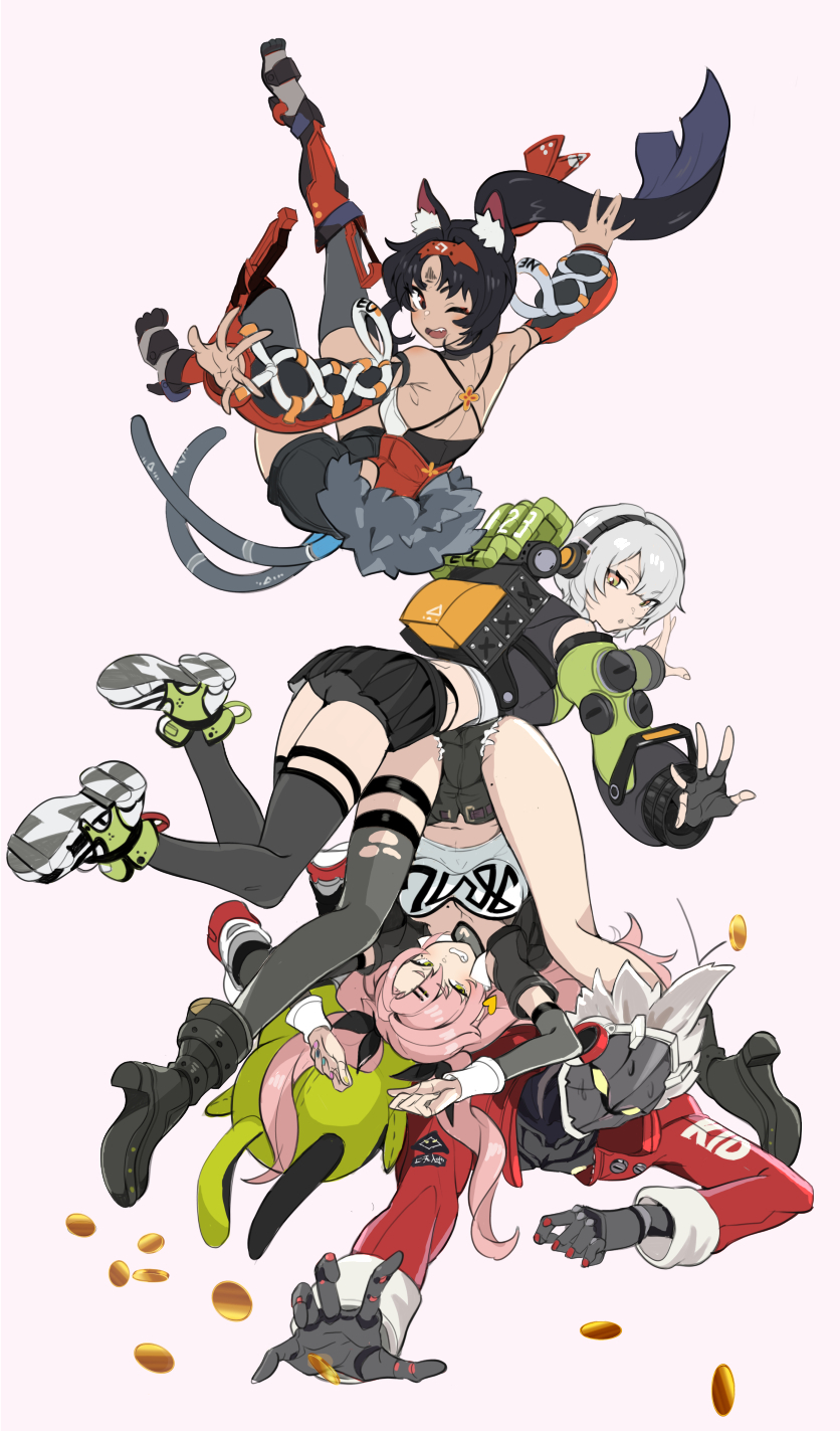 nicole demara, anby demara, amillion, nekomiya mana, and billy kid (zenless zone zero) drawn by niihatigounana