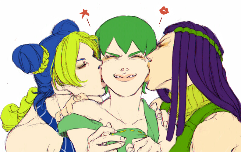 kujo jolyne, foo fighters, and ermes costello (jojo no kimyou na bouken and 1 more) drawn by bashiko