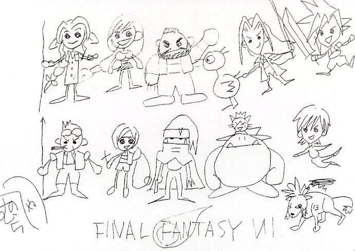 tifa lockhart, cloud strife, aerith gainsborough, sephiroth, yuffie kisaragi, and 5 more (final fantasy and 1 more) drawn by nomura_tetsuya
