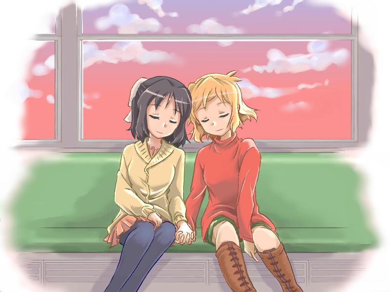 tachibana hibiki and kohinata miku (senki zesshou symphogear) drawn by ogitouma