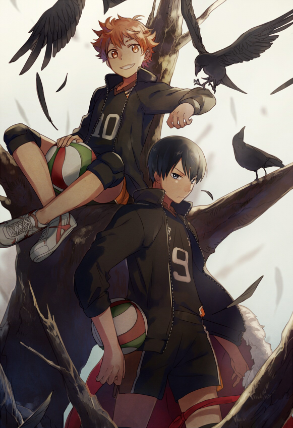hinata shouyou and kageyama tobio (haikyuu!!) drawn by asahikawa_hiyori