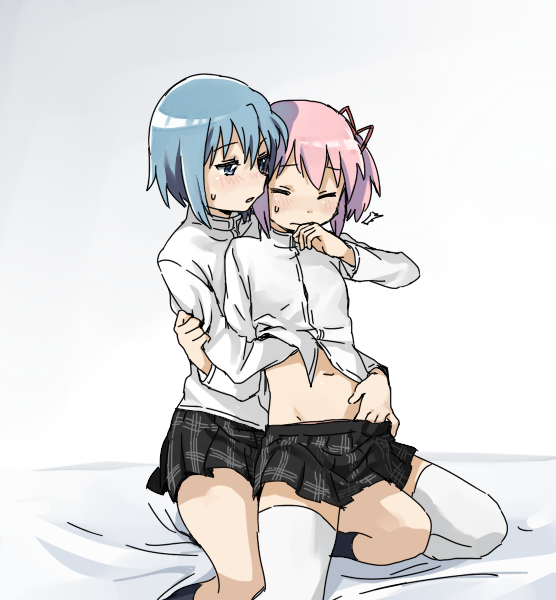 kaname madoka and miki sayaka (mahou shoujo madoka magica) drawn by yoplait