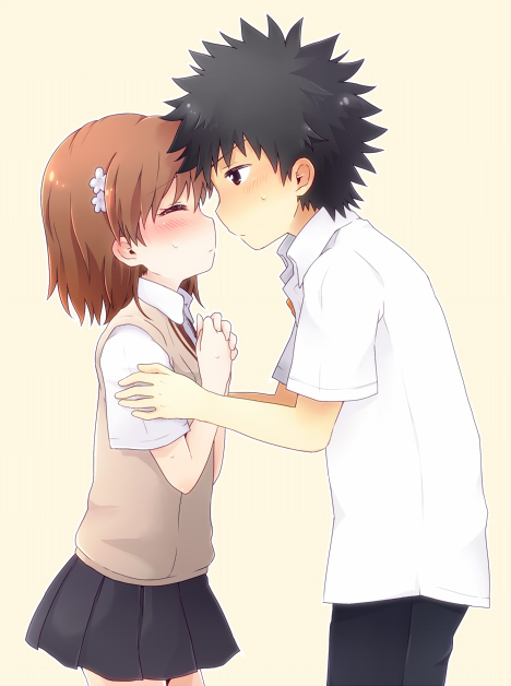 misaka mikoto and kamijou touma (toaru majutsu no index and 1 more) drawn by nae_(rno)