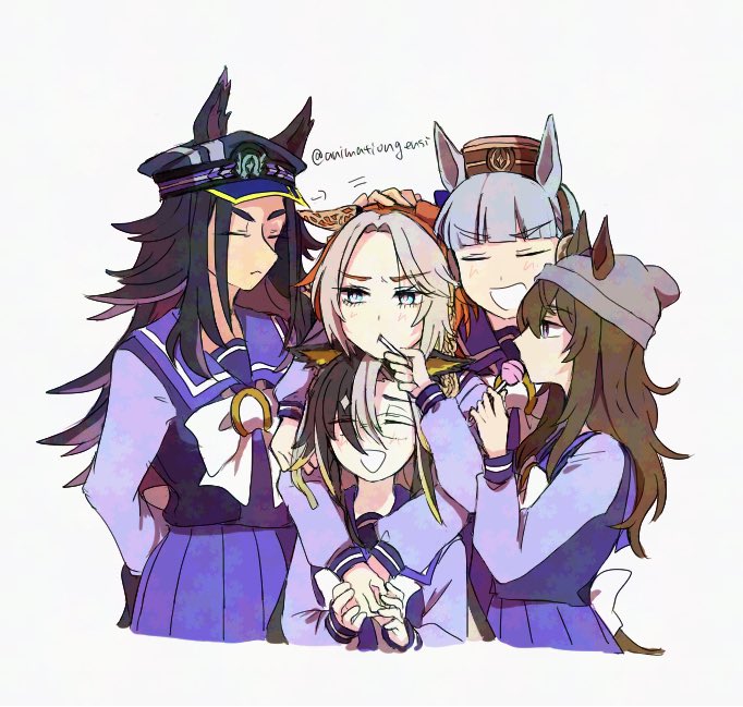 gold ship, nakayama festa, orfevre, dream journey, and fenomeno (umamusume) drawn by chuuwa_zokusei