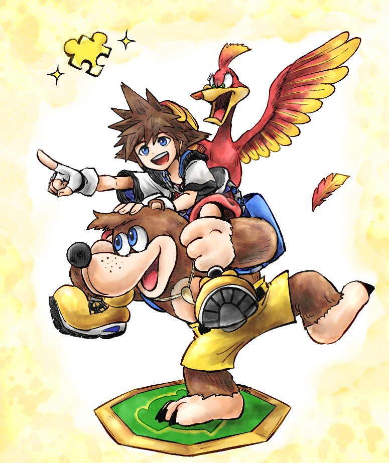 sora, kazooie, and banjo (super smash bros. and 3 more) drawn by kicdon