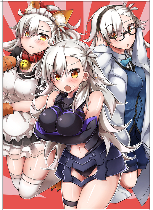 mash kyrielight, tamamo, tamamo cat, olga marie animusphere, and hans christian andersen (fate and 1 more) drawn by ohitashi_netsurou