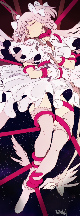 kaname madoka and ultimate madoka (mahou shoujo madoka magica) drawn by edoya_inuhachi
