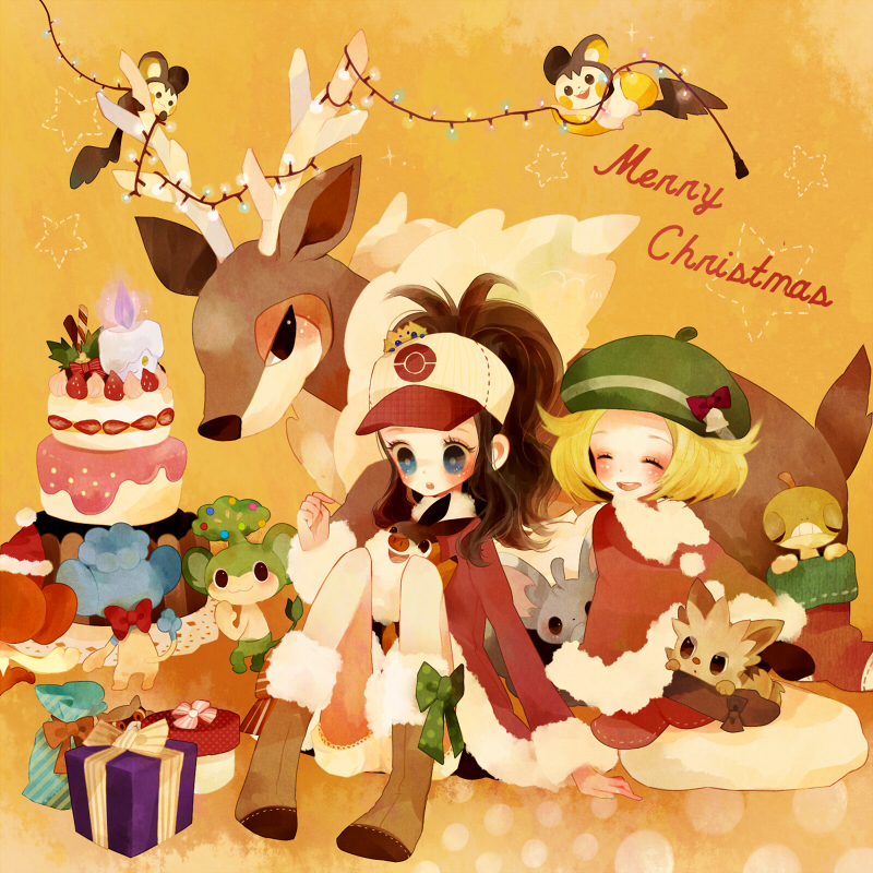 hilda, bianca, tepig, emolga, joltik, and 7 more (pokemon and 1 more) drawn by poco24