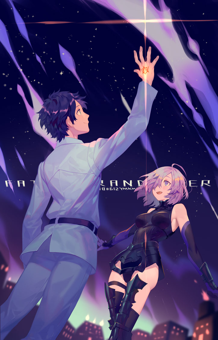 mash kyrielight and fujimaru ritsuka (fate and 1 more) drawn by yamakawa