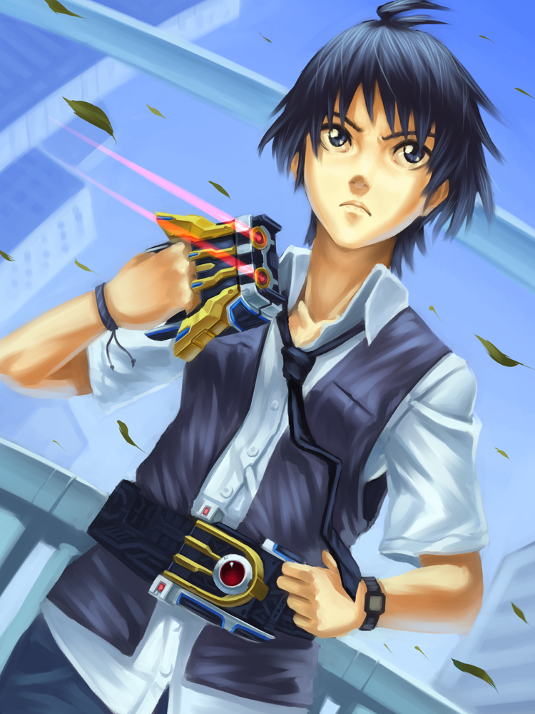 kikuchi makoto and kamen rider ixa (idolmaster and 2 more) drawn by doi_tabasuko