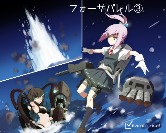 shiranui and ri-class heavy cruiser (kantai collection) drawn by hasegawa_keita