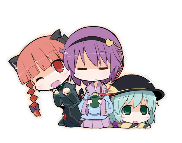 komeiji koishi, komeiji satori, kaenbyou rin, and reiuji utsuho (touhou) drawn by ladfa