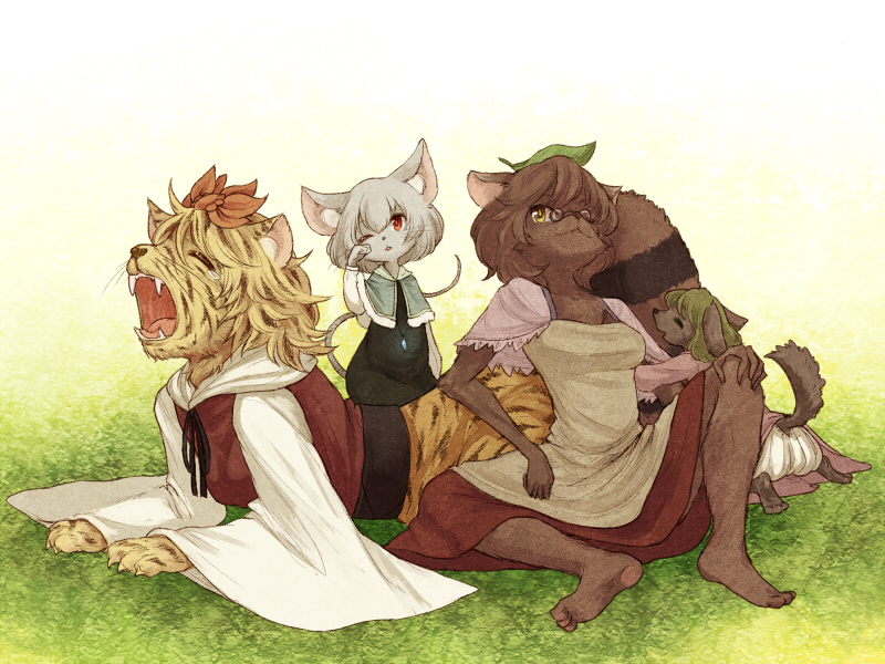 nazrin, toramaru shou, kasodani kyouko, and futatsuiwa mamizou (touhou) drawn by urin