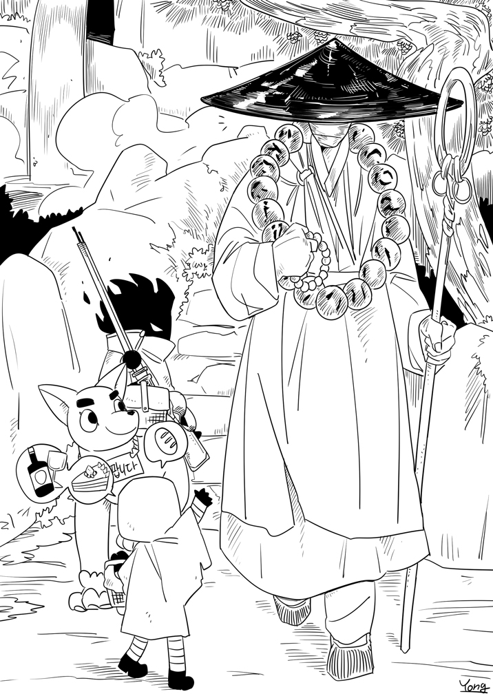 little red riding hooded mercenary, der freischuetz, big and will be bad wolf, and clouded monk (project moon and 2 more) drawn by force_(4sk_force)