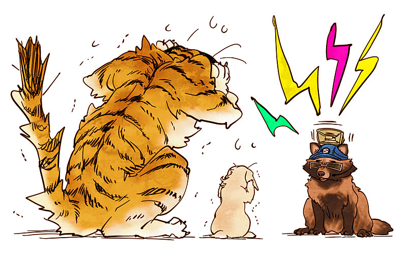 barnaby brooks jr., kaburagi t. kotetsu, and saitou (tiger & bunny) drawn by mamemo_(daifuku_mame)