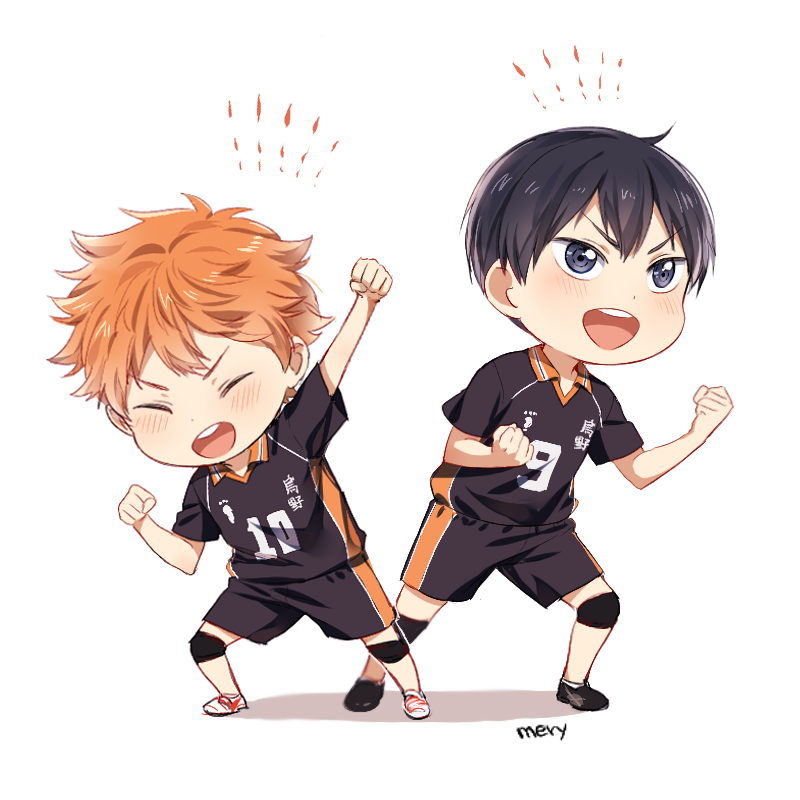 hinata shouyou and kageyama tobio (haikyuu!!) drawn by mery_(yangmalgage)