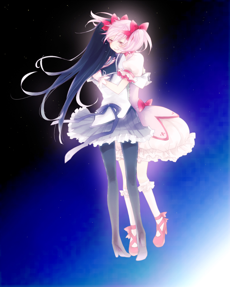 akemi homura and kaname madoka (mahou shoujo madoka magica) drawn by kometou_(candy)