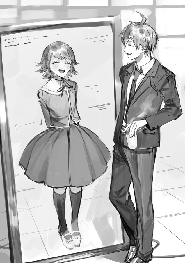 naegi makoto and fujisaki chihiro (danganronpa and 2 more) drawn by naoko_(artist)