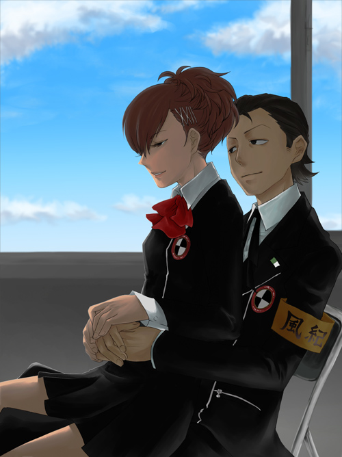 shiomi kotone and odagiri hidetoshi (persona and 2 more) drawn by adkngy