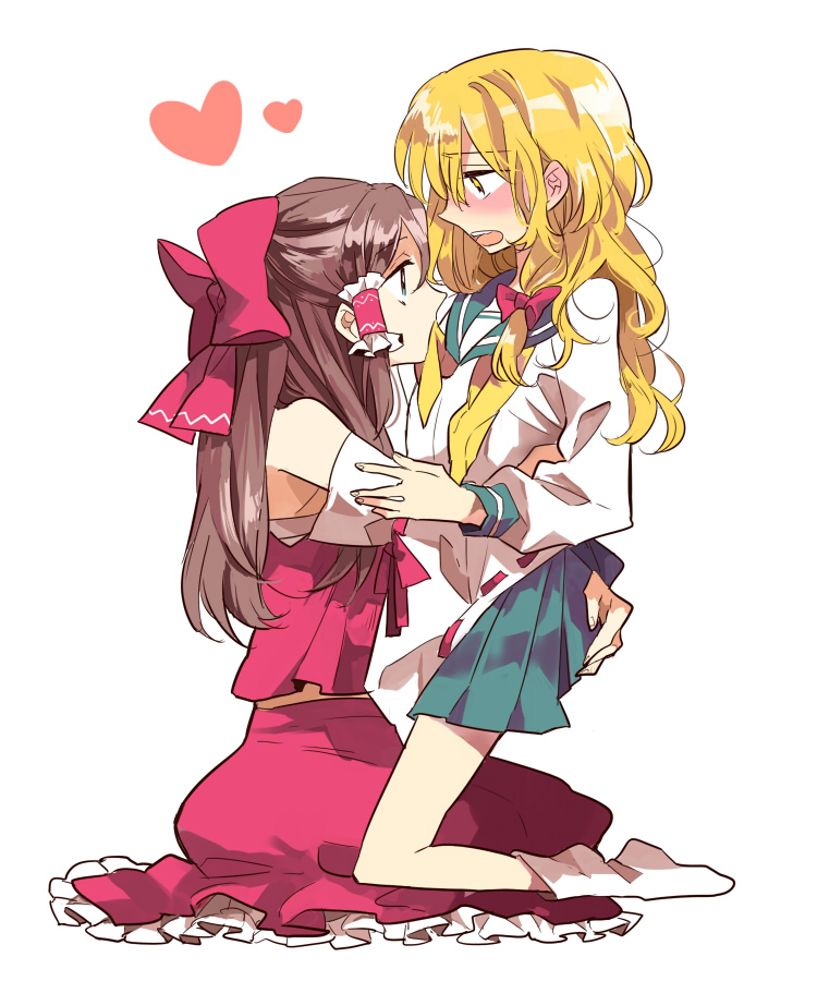 hakurei reimu and kirisame marisa (touhou) drawn by makiko
