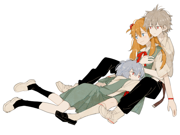 souryuu asuka langley, ayanami rei, and nagisa kaworu (neon genesis evangelion) drawn by 0930erina