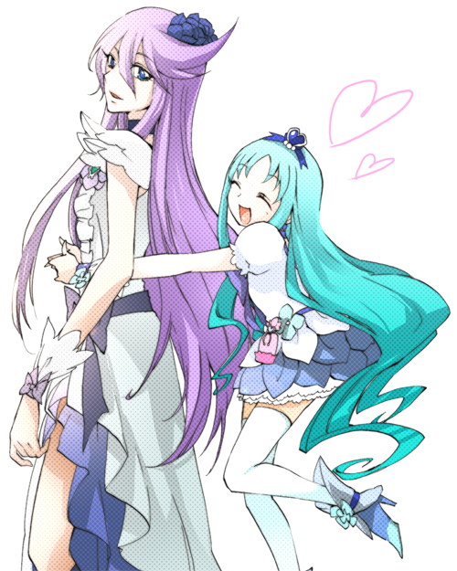 kurumi erika, tsukikage yuri, cure marine, and cure moonlight (precure and 1 more) drawn by chiyo_(rotsurechiriha)