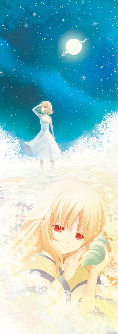 girl of the moon and storyteller girl (tsuki no sango) drawn by nichiru