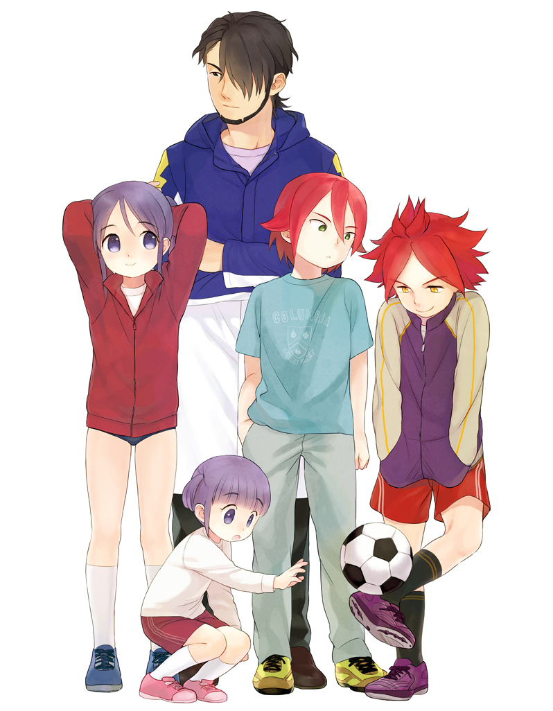 kiyama hiroto, nagumo haruya, kudou fuyuka, and kudou michiya (inazuma eleven) drawn by higebu