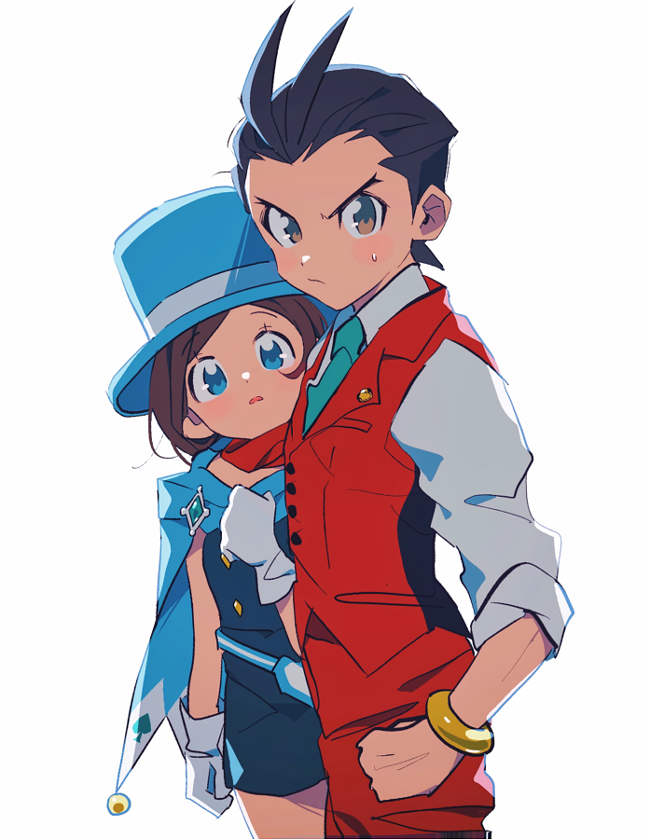 apollo justice and trucy wright (ace attorney) drawn by grgrton