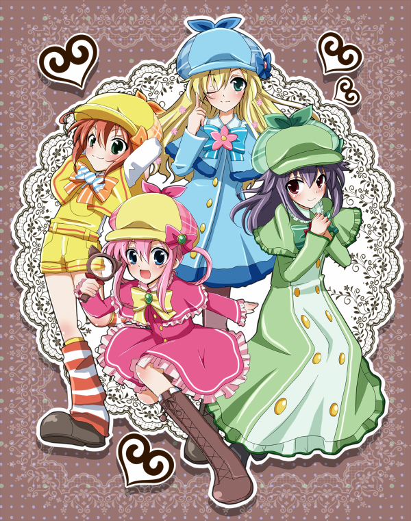 sherlock shellingford, hercule barton, cordelia glauca, and yuzurizaki nero (tantei opera milky holmes) drawn by shinji_(udonteishoku)